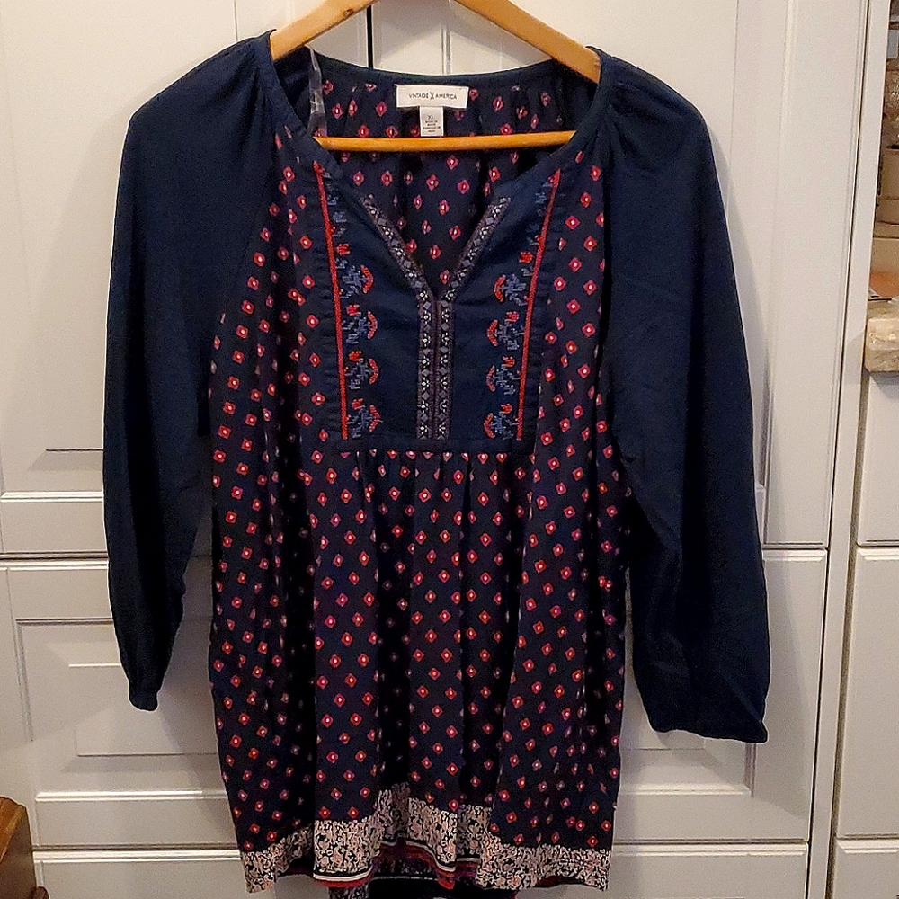 Vintage America XL Bohemian Peasant Blouse